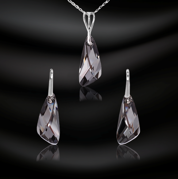 Swarovski Element Wing Set - Silver Night