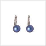 Swarovski Element Classic Pearl Earrings Iridescent Pearl Dark Blue