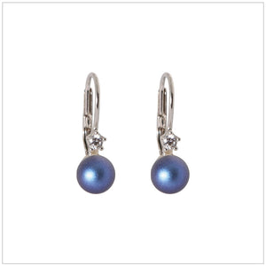 Swarovski Element Opulent Pearl Earrings Iridescent Pearl Dark Blue