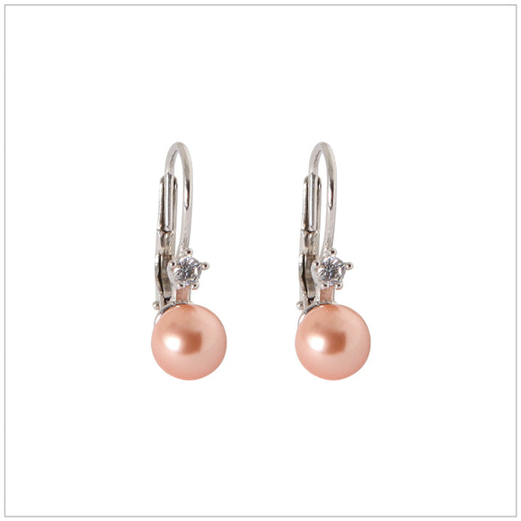 Swarovski Element Opulent Pearl Earrings Rose Peach Pearl