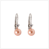 Swarovski Element Opulent Pearl Earrings Rose Peach Pearl