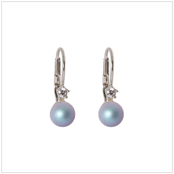 Swarovski Element Opulent Pearl Earrings Iridescent Pearl Light Blue