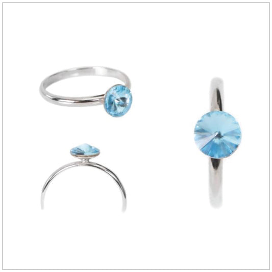 Swarovski Element Petite Ring Aquamarine (Size 58)