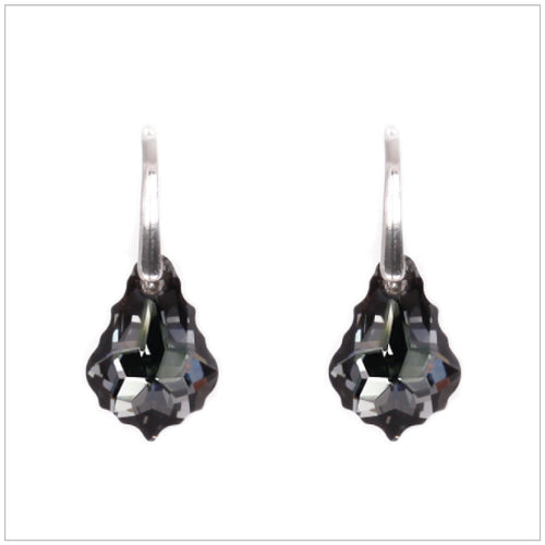 Swarovski Element Baroque Earrings - Silver Night - swarovski jewellery south africa kcrystals