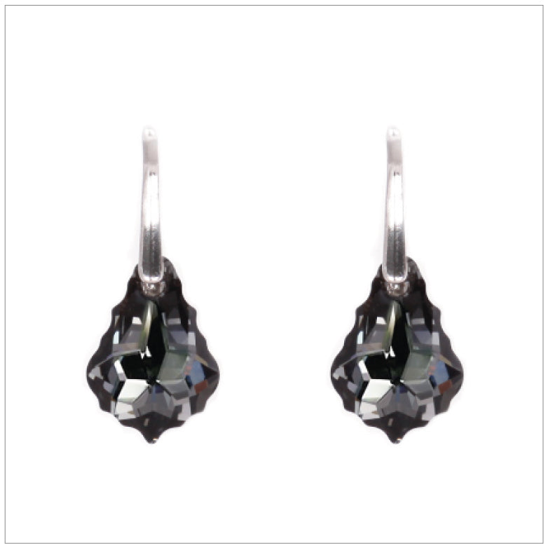 Swarovski Element Baroque Earrings - Silver Night - swarovski jewellery south africa kcrystals