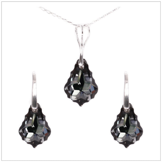 Swarovski Element Baroque Set - Silver Night - swarovski jewellery south africa kcrystals