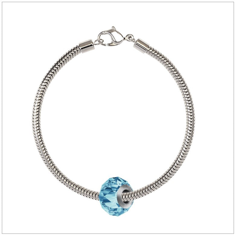BeCharmed Bracelet Set (17cm) Swarovski Element Briolette Charm - Aquamarine