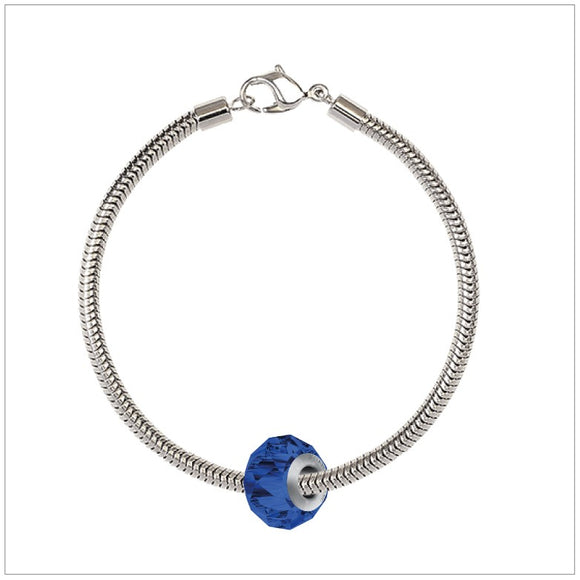 BeCharmed Bracelet Set (19.5cm) Swarovski Element Briolette Charm - Sapphire