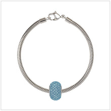 BeCharmed Bracelet Set (17cm) Swarovski Element Pave Charm - Aquamarine
