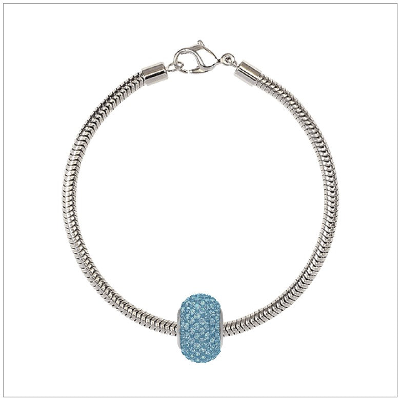 BeCharmed Bracelet Set (19.5cm) Swarovski Element Pave Charm - Aquamarine