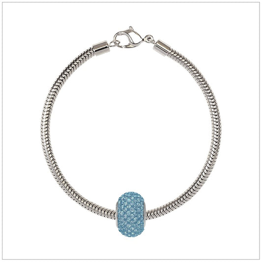BeCharmed Bracelet Set (19.5cm) Swarovski Element Pave Charm - Aquamarine