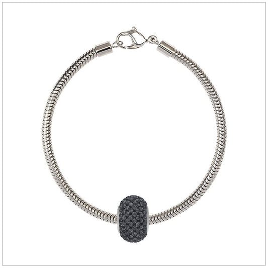 BeCharmed Bracelet Set (17cm) Swarovski Element Pave Charm - Silver Night