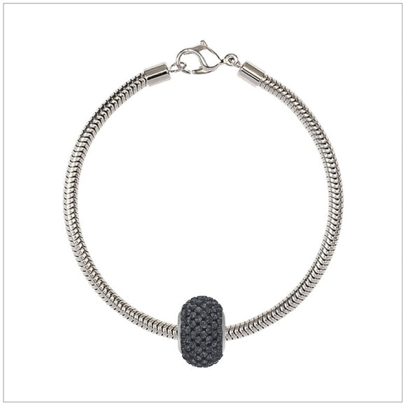 BeCharmed Bracelet Set (17cm) Swarovski Element Pave Charm - Silver Night