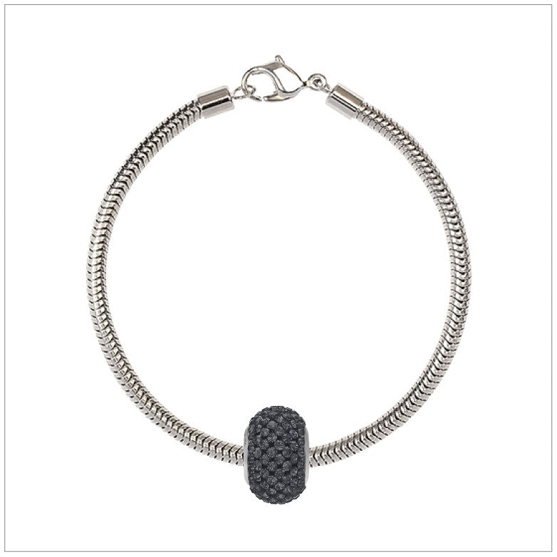BeCharmed Bracelet Set (19.5cm) Swarovski Element Pave Charm - Silver Night