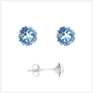 Swarovski Element Chaton Earrings - Aquamarine - K. Crystals Online