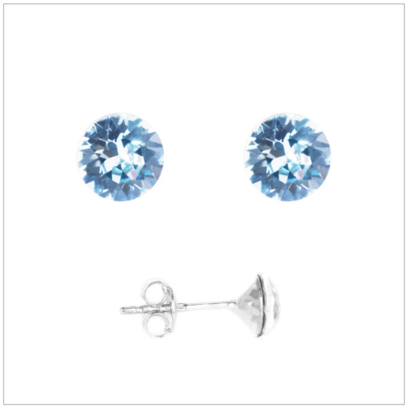 Swarovski Element Chaton Earrings - Aquamarine - K. Crystals Online