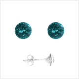Swarovski Element Chaton Earrings - Blue Zircon - K. Crystals Online