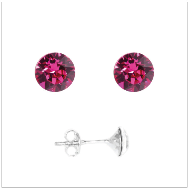 Swarovski Element Chaton Earrings - Fuchsia - K. Crystals Online