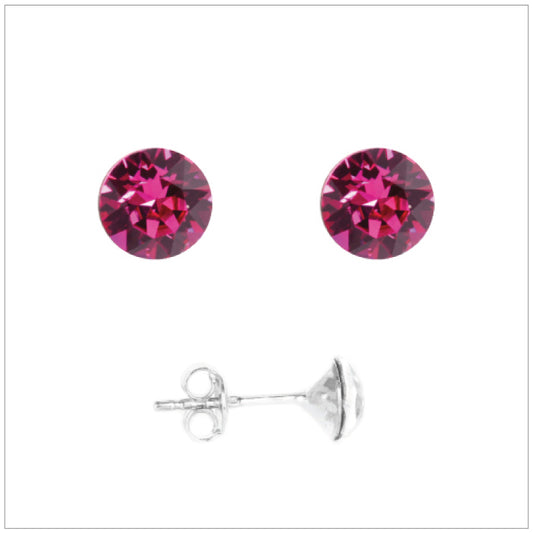 Swarovski Element Chaton Earrings - Fuchsia - K. Crystals Online