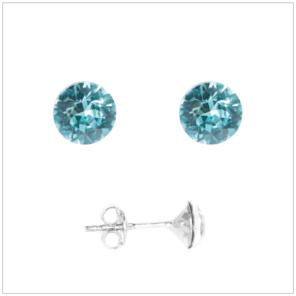 Swarovski Element Chaton Earrings - Light Turquoise - K. Crystals Online