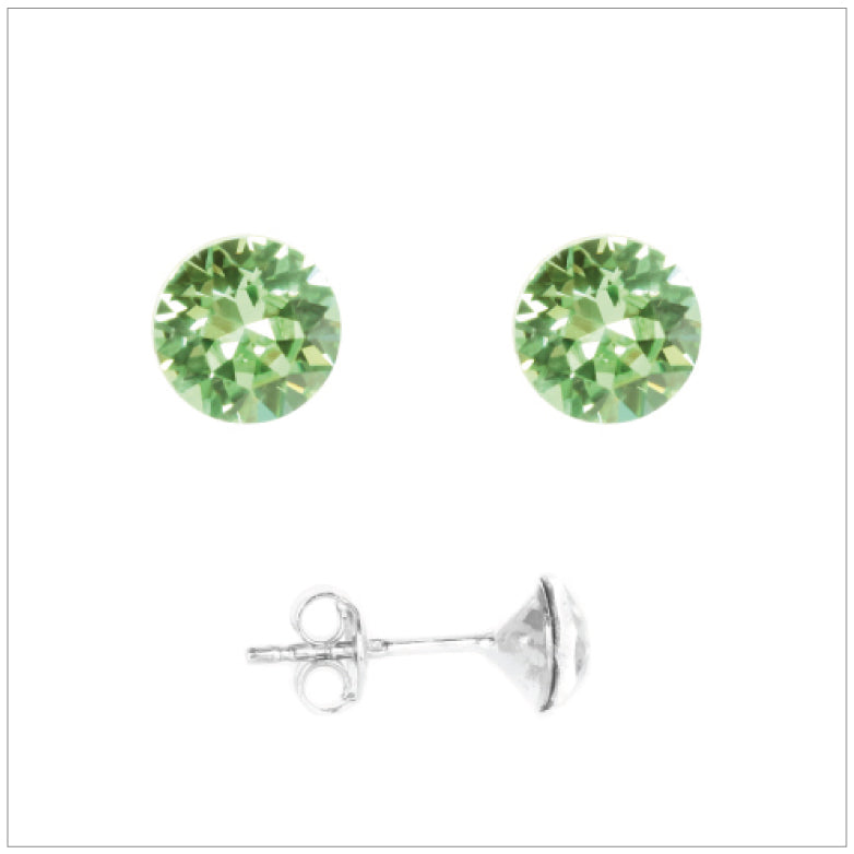 Swarovski Element Chaton Earrings - Peridot - K. Crystals Online