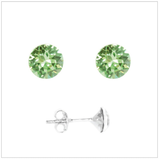 Swarovski Element Chaton Earrings - Peridot - K. Crystals Online