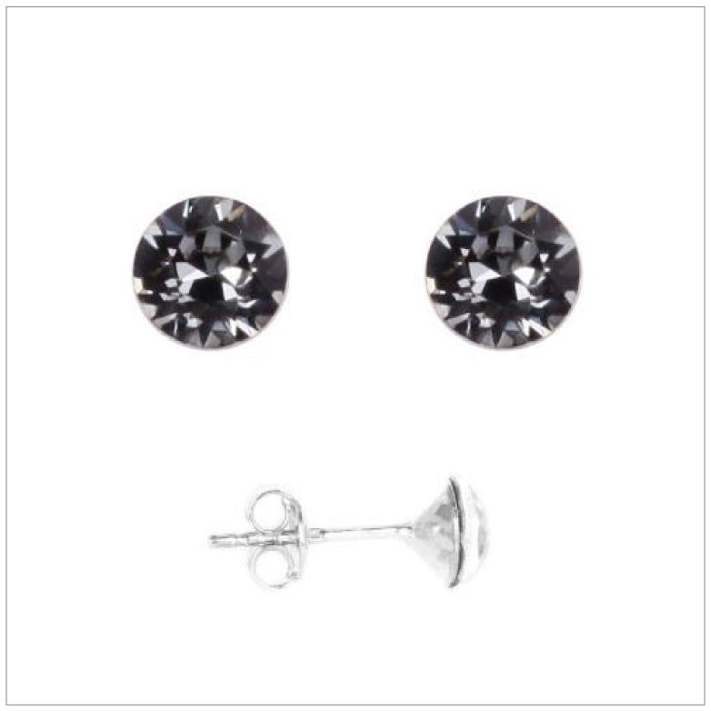 Swarovski Element Chaton Earrings - Silver Night - K. Crystals Online