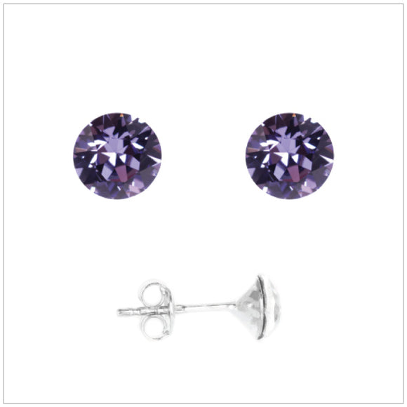 Swarovski Element Chaton Earrings - Tanzanite - K. Crystals Online
