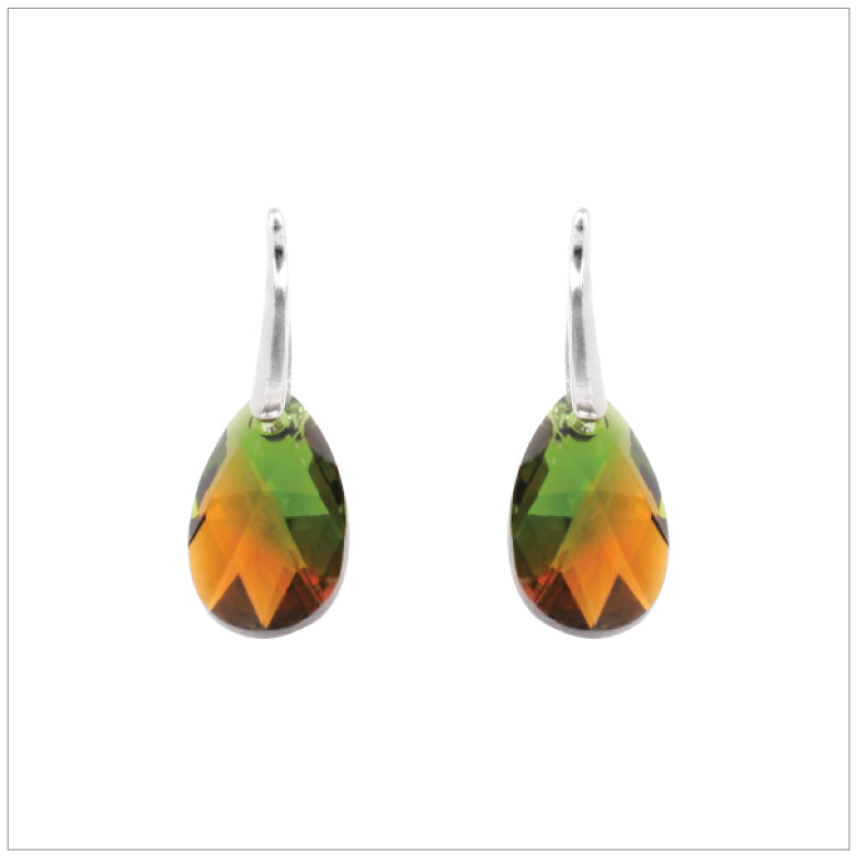 Swarovski Element Drop Earrings - Fern Green Topaz Blend - K. Crystals Online