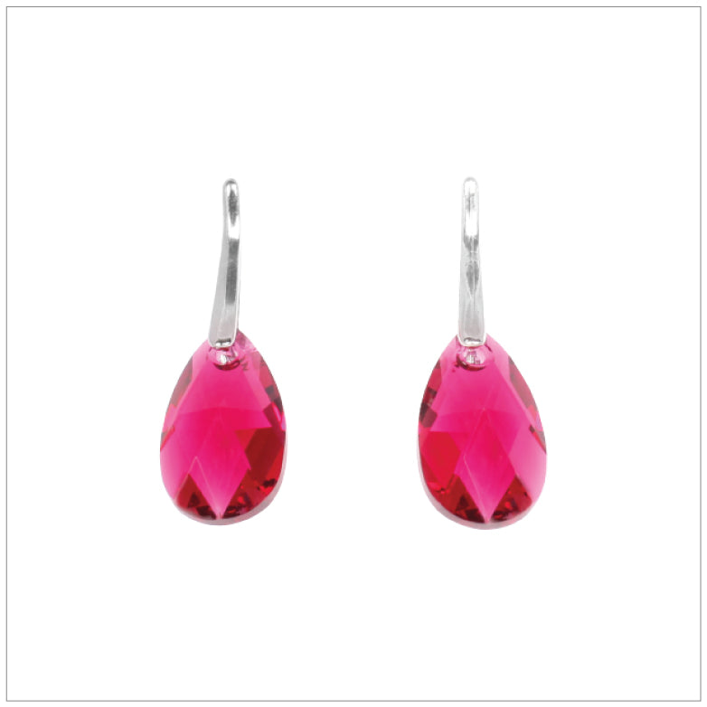 Swarovski Element Drop Earrings - Ruby - K. Crystals Online