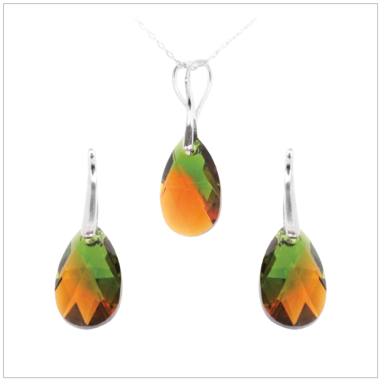 Swarovski Element Drop Set - Fern Green Topaz Blend - K. Crystals Online