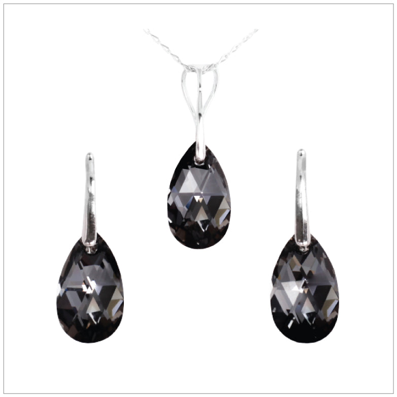 Swarovski Element Drop Set - Silver Night - K. Crystals Online