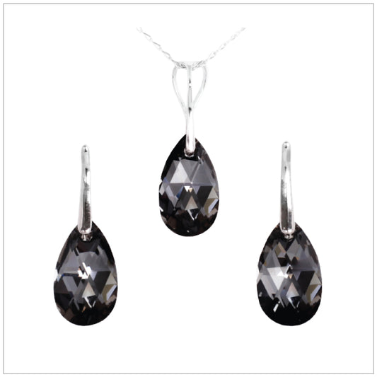 Swarovski Element Drop Set - Silver Night - K. Crystals Online