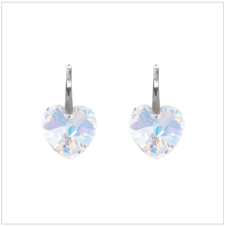 Swarovski Element Heart Earrings - Aurore Boreale - K. Crystals Online