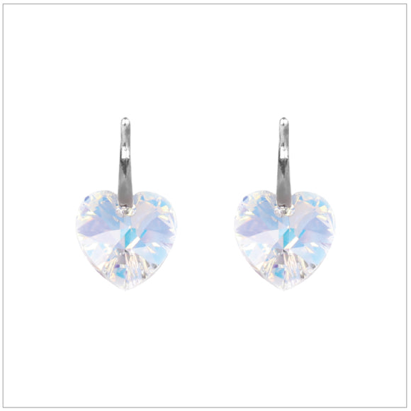 Swarovski Element Heart Earrings - Aurore Boreale - K. Crystals Online