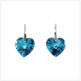 Swarovski Element Heart Earrings - Bermuda Blue - K. Crystals Online