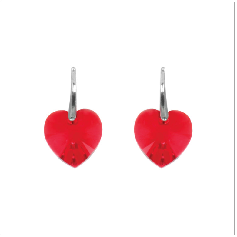 Swarovski Element Heart Earrings - Light Siam - K. Crystals Online