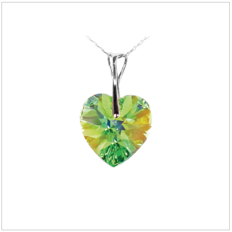 Swarovski Element Heart Necklace - Peridot - K. Crystals Online