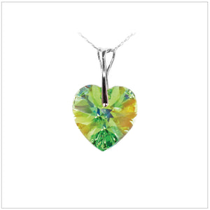 Swarovski Element Heart Necklace - Peridot - K. Crystals Online