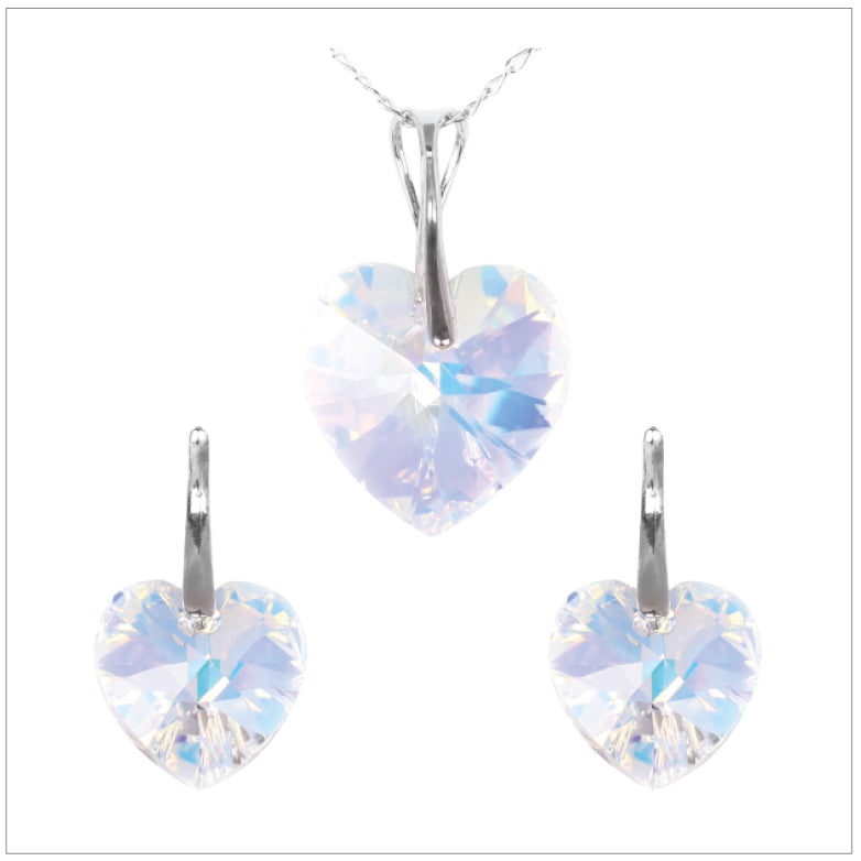 Swarovski Element Heart Set - Aurore Boreale - K. Crystals Online