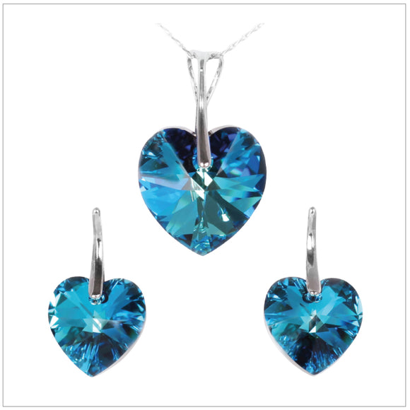 Swarovski Element Heart Set - Bermuda Blue - K. Crystals Online