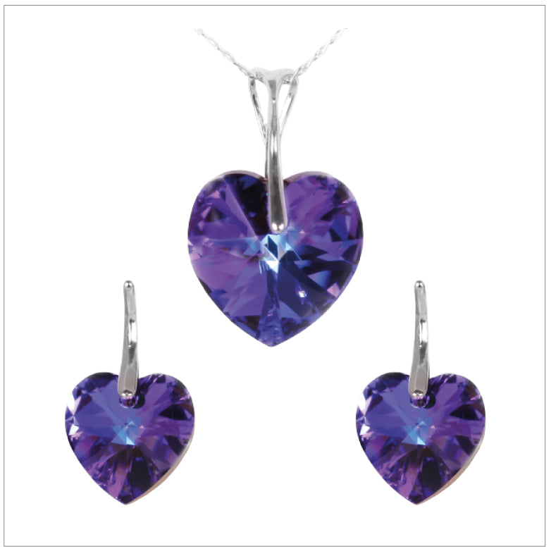 Swarovski Element Heart Set - Heliotrop - K. Crystals Online