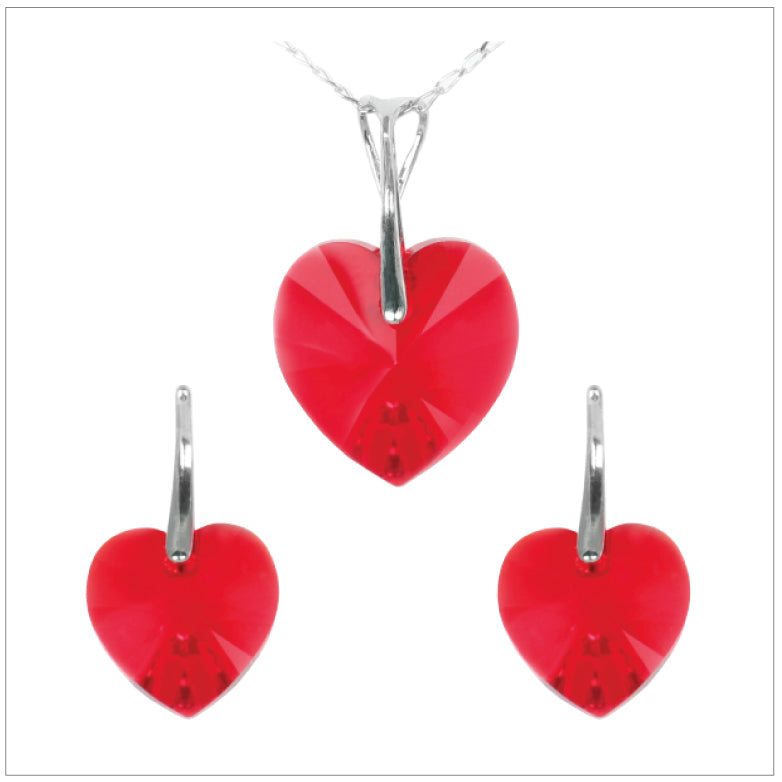 Swarovski Element Heart Set - Light Siam - K. Crystals Online