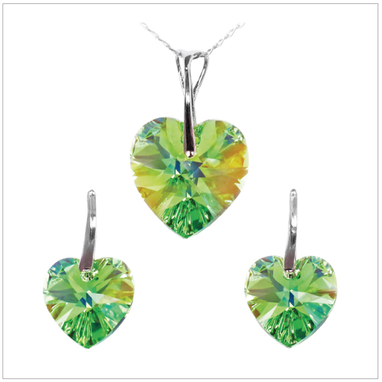 Swarovski Element Heart Set - Peridot - K. Crystals Online