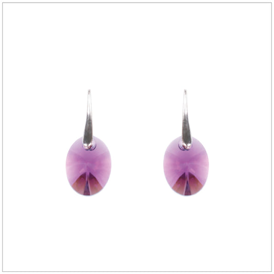 Swarovski Element Oval Earrings - Amethyst