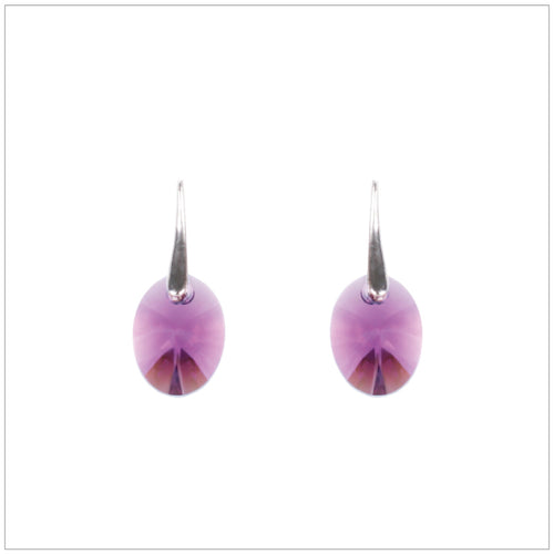 Swarovski Element Oval Earrings - Amethyst