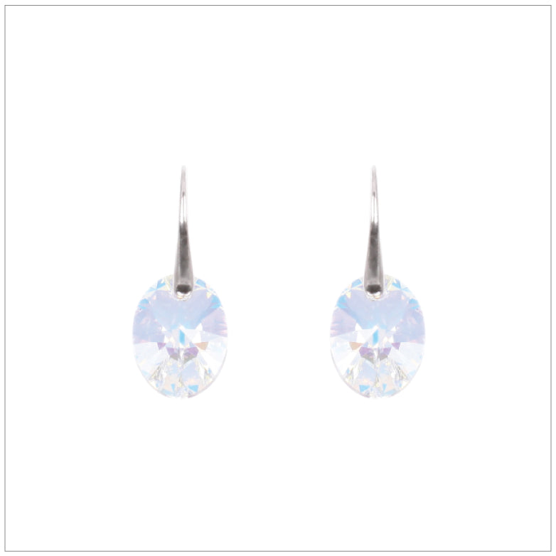 Swarovski Element Oval Earrings - Aurore Boreale