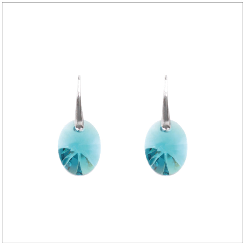 Swarovski Element Oval Earrings - Indicolite