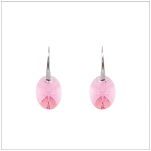 Swarovski Element Oval Earrings - Light Rose