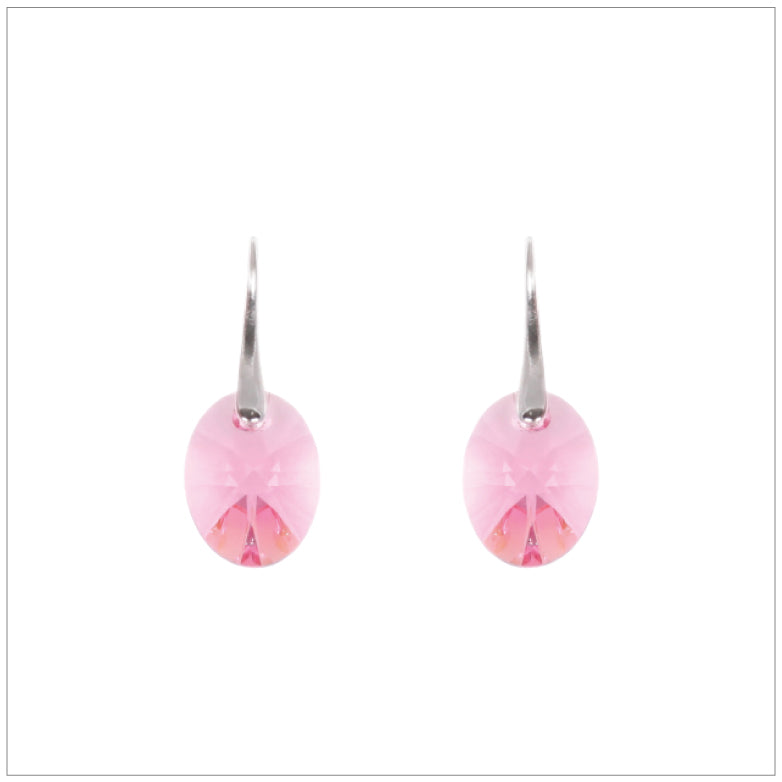 Swarovski Element Oval Earrings - Light Rose